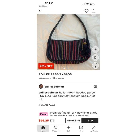 Roller Rabbit Navy Beaded Purse - Picture 14 of 14